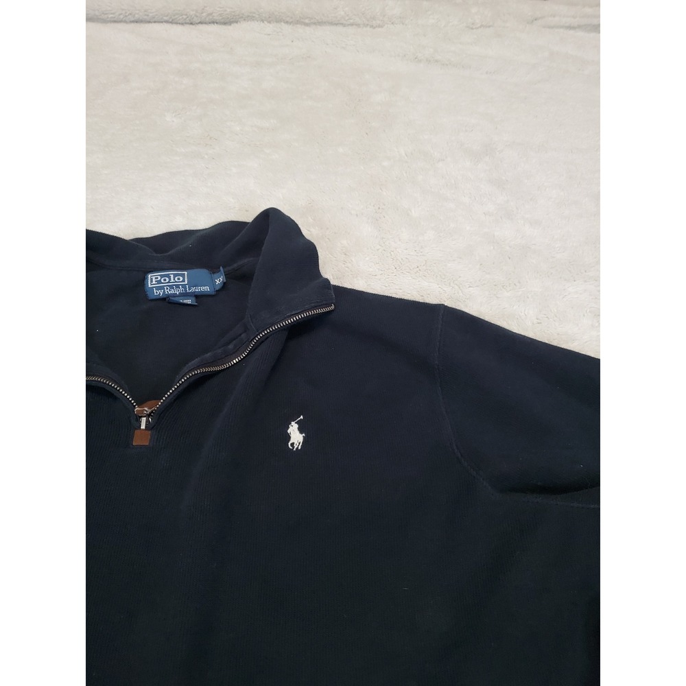 Polo Ralph Lauren Black 1/4 Zip Sweater Men XXL Casual Cozy Classic Boho Basic
